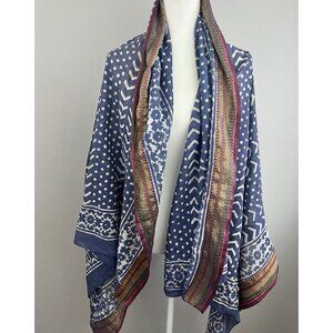 Trades of Hope Original Rita Scarf Indigo Dyes Batik Hand Stamped 66x42